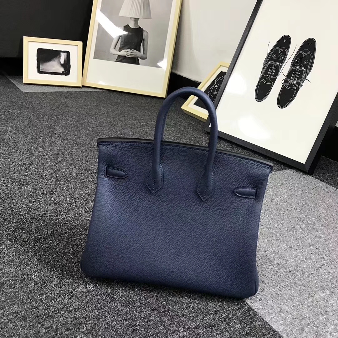 Hermes爱马仕 7K宝石蓝 原厂御用顶级小牛皮 Birkin 25 金扣