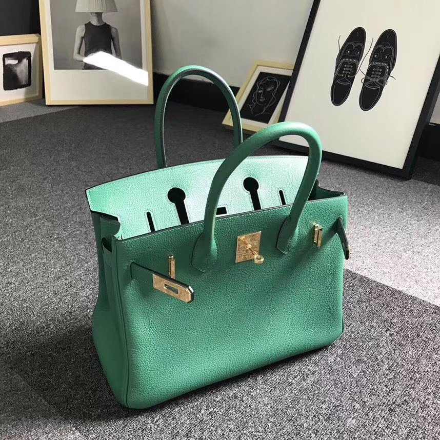Hermès（爱马仕）U4 丝绒绿 原厂御用顶级小牛皮 Birkin 30 金扣 现货