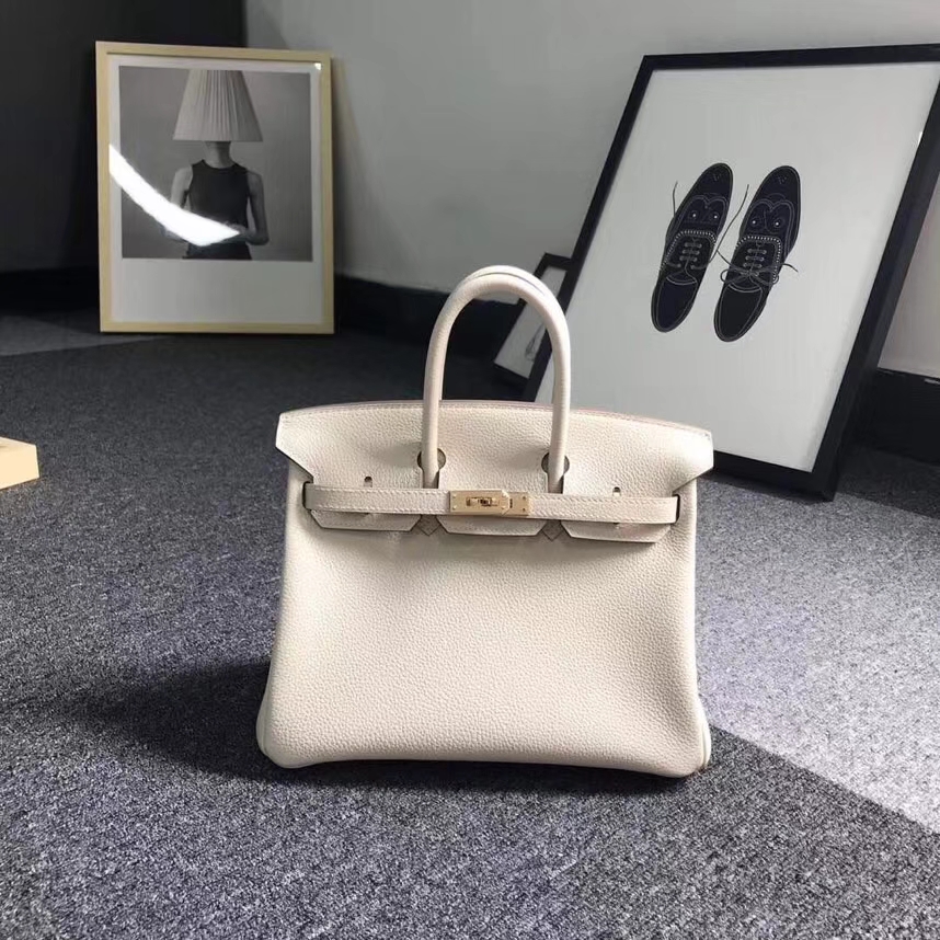Hermes爱马仕 奶昔白 原厂御用顶级小牛皮 Birkin 25 金扣