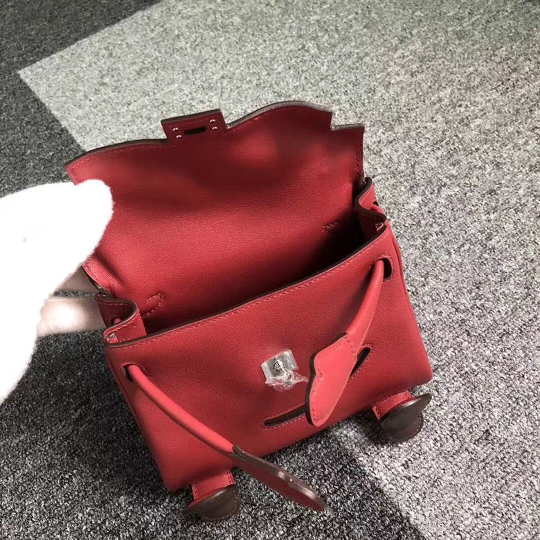 Hermes爱马仕 K1 石榴红 拼深咖啡 Kelly doll  银扣