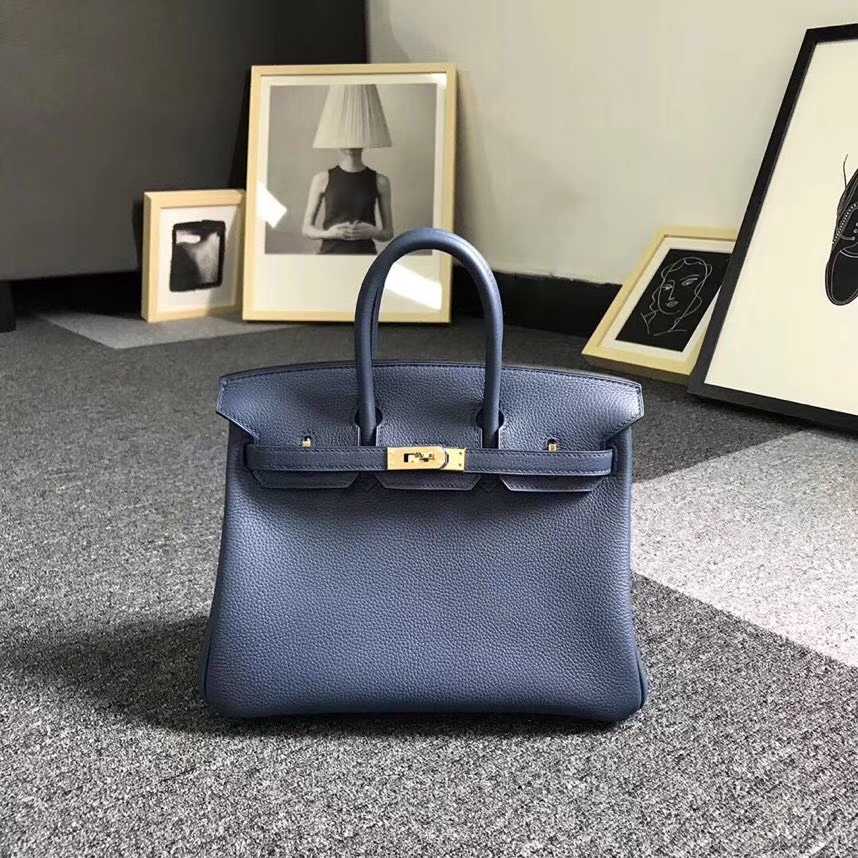 Hermès（爱马仕）7K宝石蓝 原厂御用顶级小牛皮 Birkin 25 金扣 现货