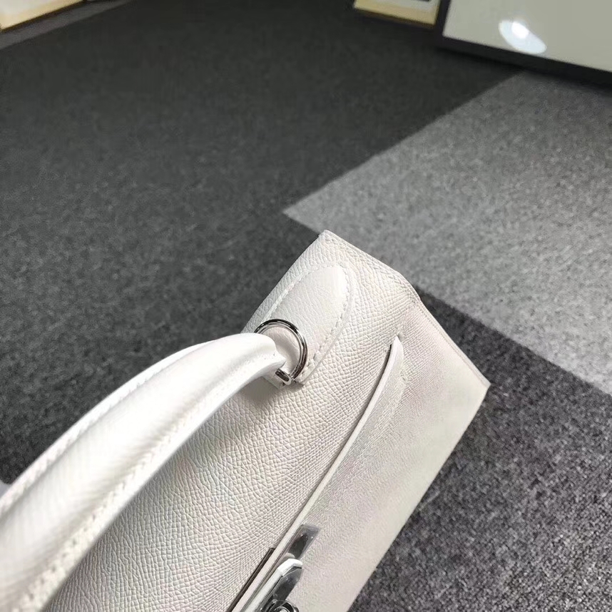 Hermès（爱马仕）纯白色 原厂御用顶级Epsom 皮Kelly 28 外缝 银扣