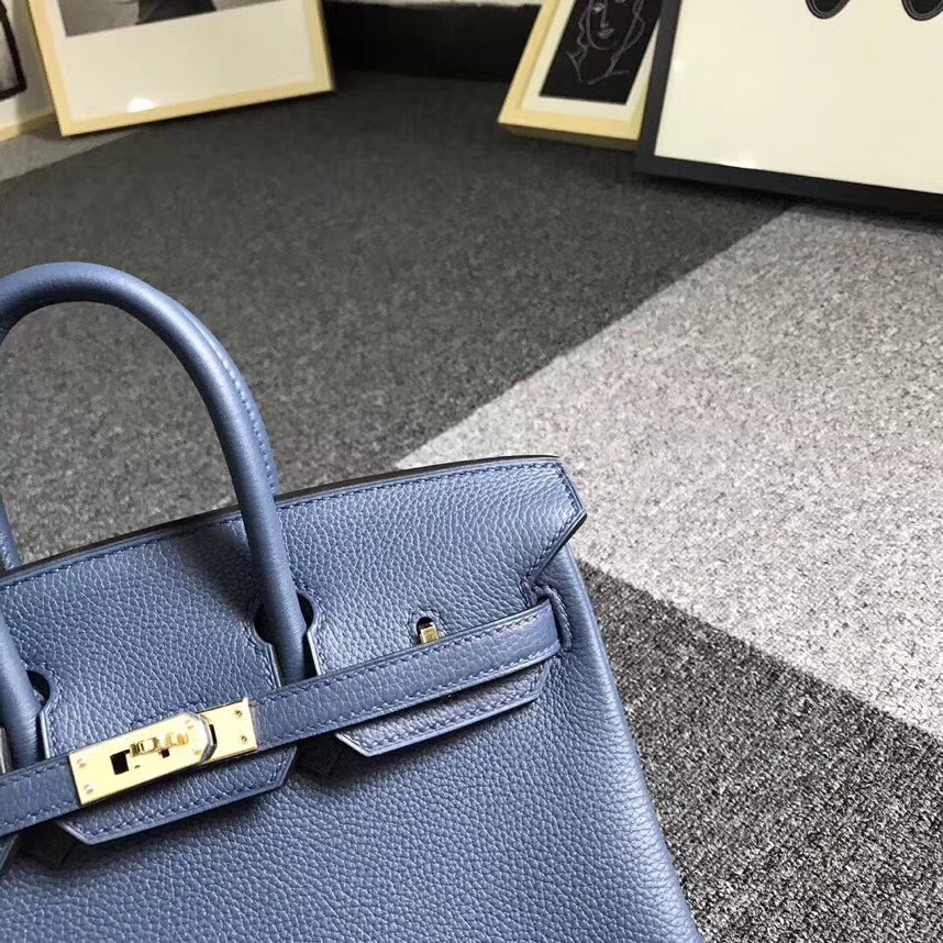 Hermès（爱马仕）7K宝石蓝 原厂御用顶级小牛皮 Birkin 25 金扣 现货