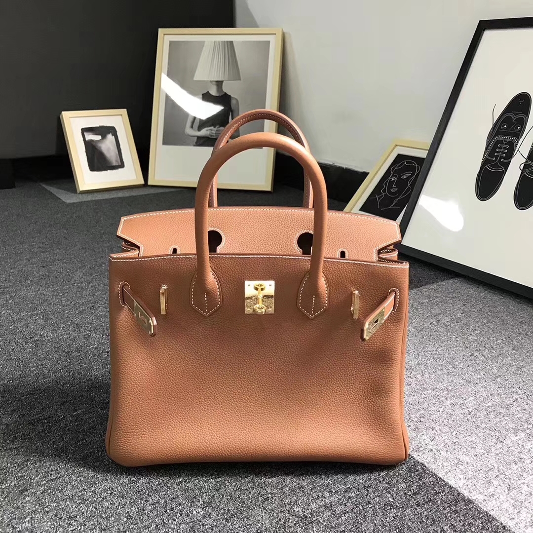Hermès（爱马仕）金棕色 原厂御用顶级小牛皮 Birkin 30 金扣  现货