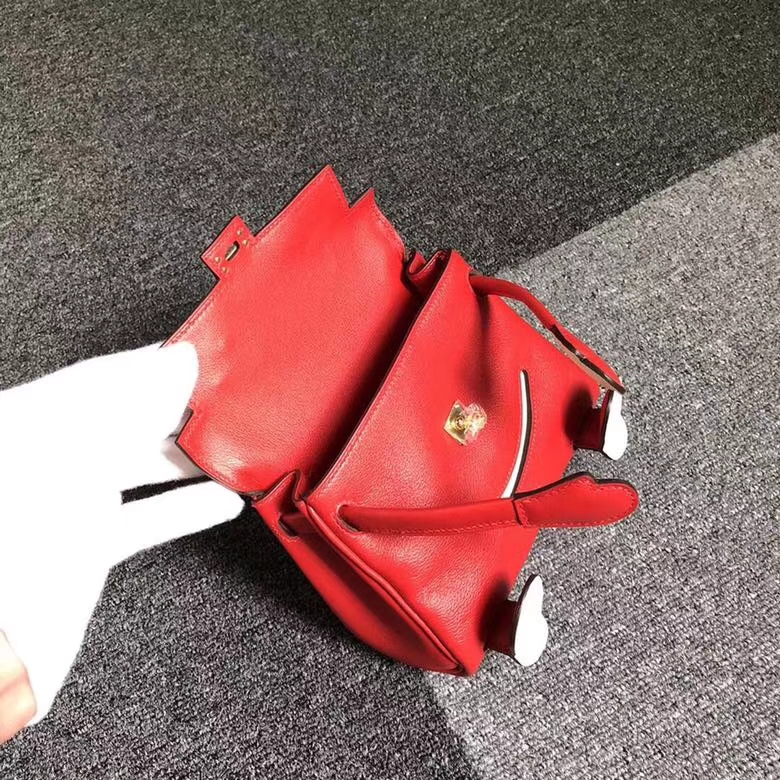 Hermes爱马仕 蕃茄红拼奶昔白 Kelly doll swift皮 金扣 全手工