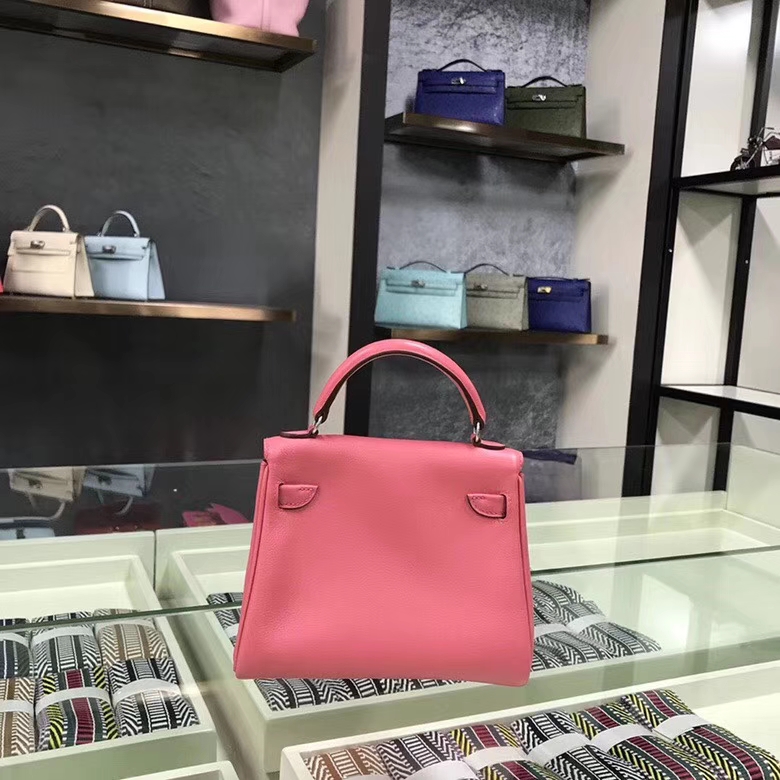 Hermes爱马仕 8W新唇膏粉拼咖啡色 Swift 皮 Kelly doll 银扣