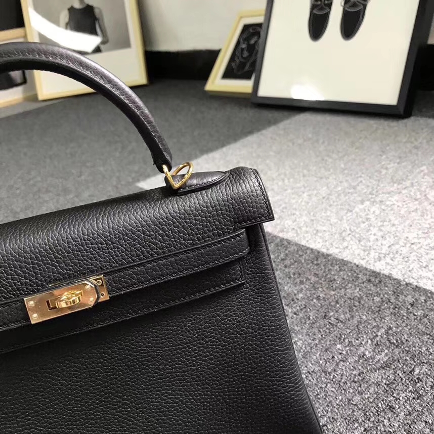 Hermès（爱马仕）CK89 黑色 原厂御用顶级小牛皮 Kelly 25 金扣 现货