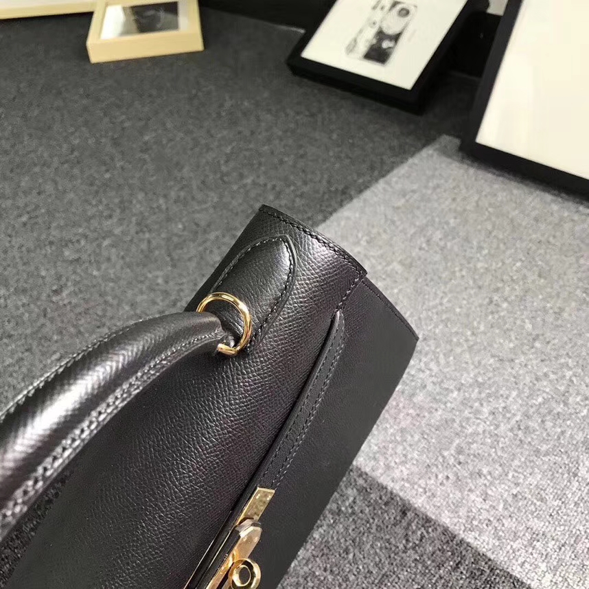 Hermes爱马仕 黑色 原厂御用顶级Epsom皮 Kelly 28 外缝金扣 现货