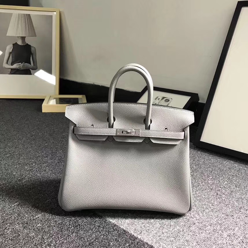 Hermes爱马仕 4Z海鸥灰 原厂御用顶级小牛皮 Birkin 25 银扣 现货