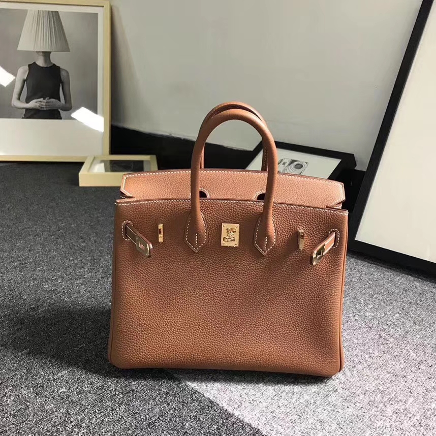 Hermes爱马仕 金棕色 原厂御用顶级小牛皮 Birkin 25 金扣