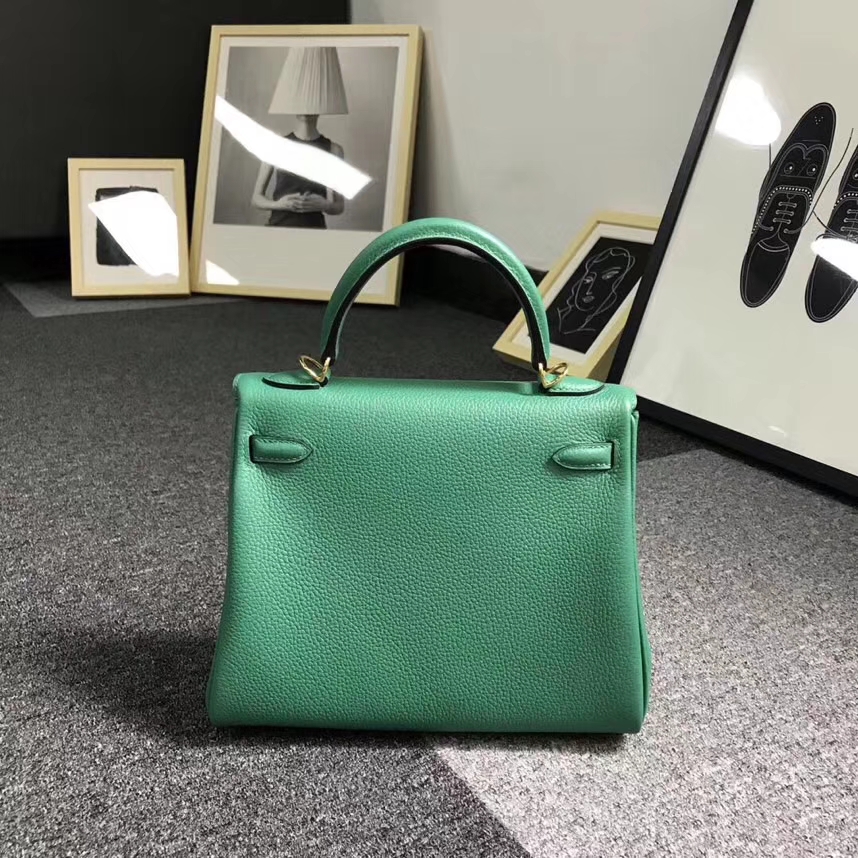 Hermès（爱马仕）U4 丝绒绿 原厂御用顶级小牛皮 Kelly 25 金扣 现货