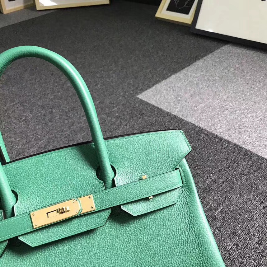 Hermès（爱马仕）U4 丝绒绿 原厂御用顶级小牛皮 Birkin 30 金扣 现货