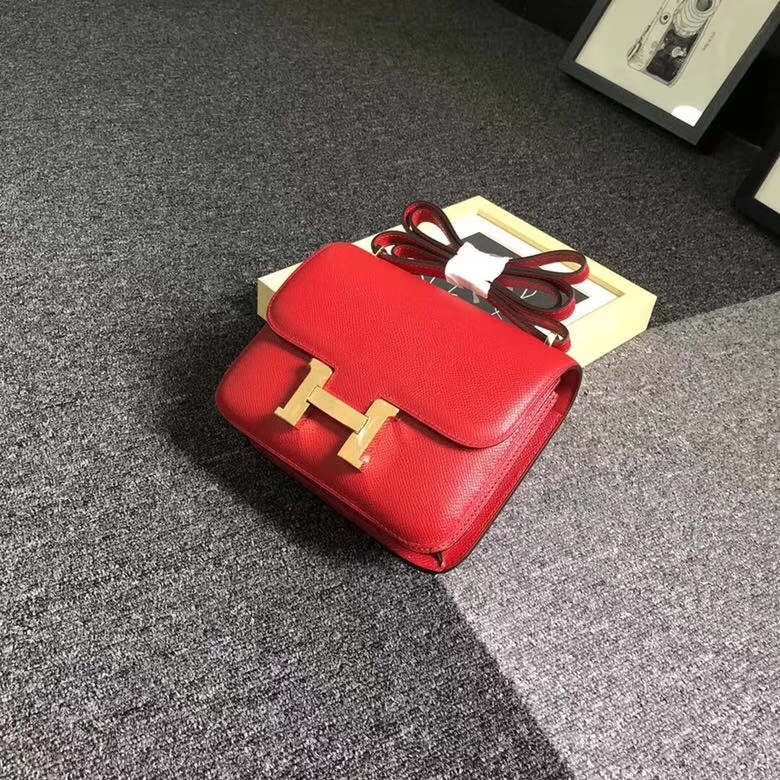 Hermes爱马仕 Q5 中国红 原厂御用顶级Epsom 皮 Constance 19 金扣 银扣 现货
