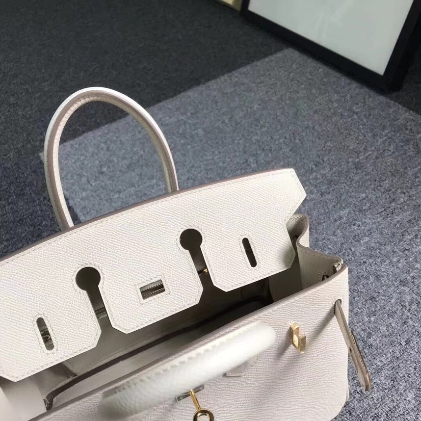 Hermès（爱马仕）奶昔白 原厂御用顶级Epsom 皮 Birkin 25 金扣