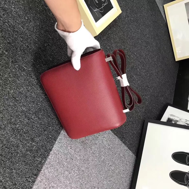 Hermes爱马仕 K1 石榴红内拼Q5 中国红 原厂御用顶级Epsom 皮 Constance 24 石榴红珐琅扣 现货