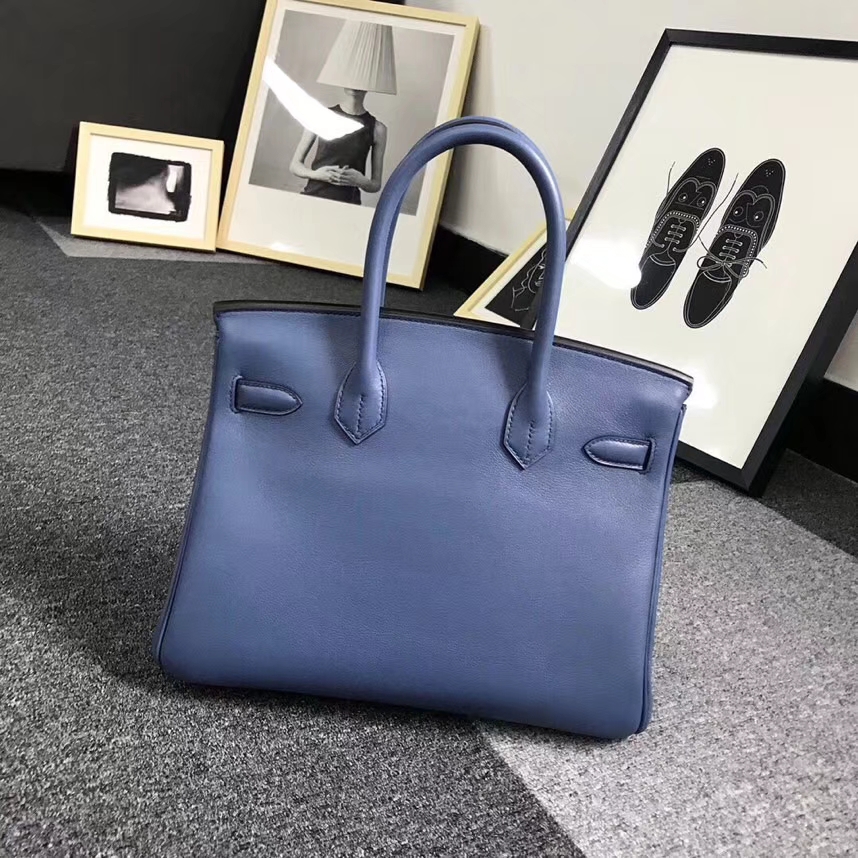 Hermes爱马仕 R2 玛瑙蓝 原厂御用顶级Swift 皮 Birkin 30 金扣
