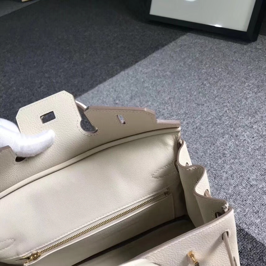 Hermes爱马仕 奶昔白 原厂御用顶级小牛皮 Birkin 25 金扣