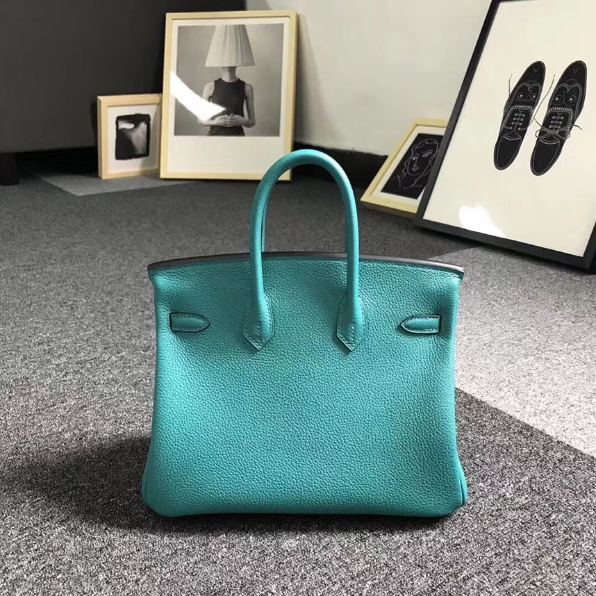 Hermès（爱马仕）7F孔雀蓝 原厂御用顶级小牛皮 Birkin 25 银扣