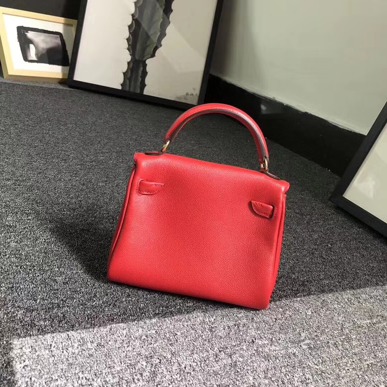 Hermes爱马仕 蕃茄红拼奶昔白 Kelly doll swift皮 金扣 全手工