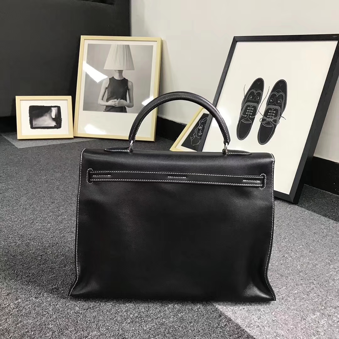 Hermes爱马仕 黑色 原厂御用顶级Swift 皮 Kelly Flat