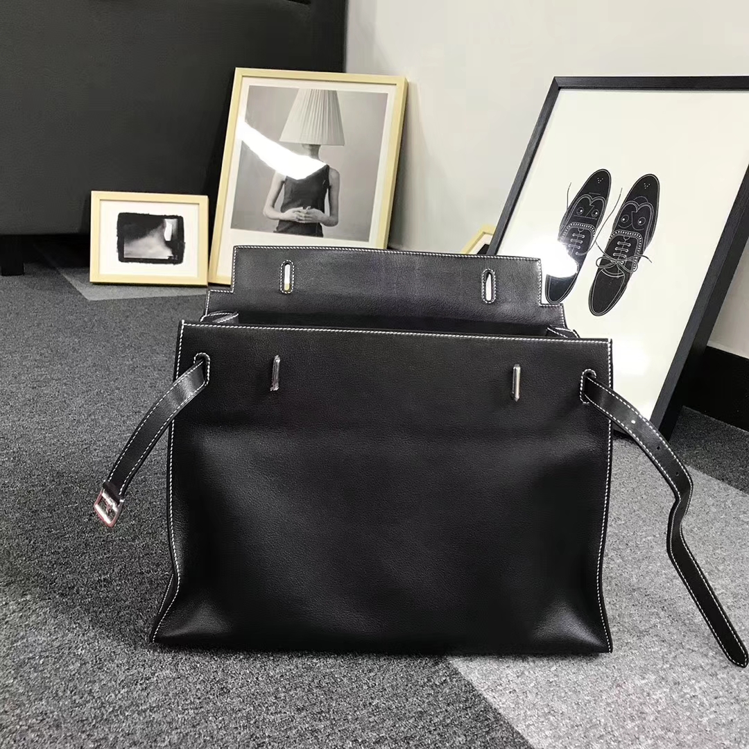 Hermes爱马仕 黑色 原厂御用顶级Swift 皮 Kelly Flat