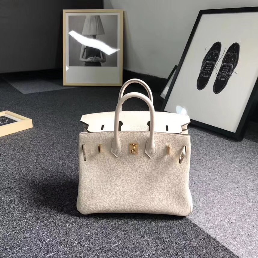Hermes爱马仕 奶昔白 原厂御用顶级小牛皮 Birkin 25 金扣