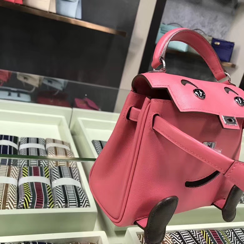 Hermes爱马仕 8W新唇膏粉拼咖啡色 Swift 皮 Kelly doll 银扣