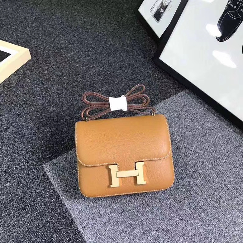 Hermes爱马仕 1H太妃金 原厂御用顶级Epsom 皮 Constance 19  金扣 银扣 现货