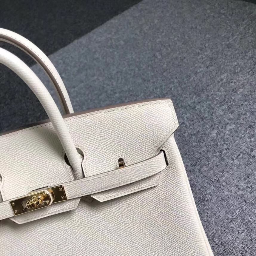 Hermès（爱马仕）奶昔白 原厂御用顶级Epsom 皮 Birkin 25 金扣