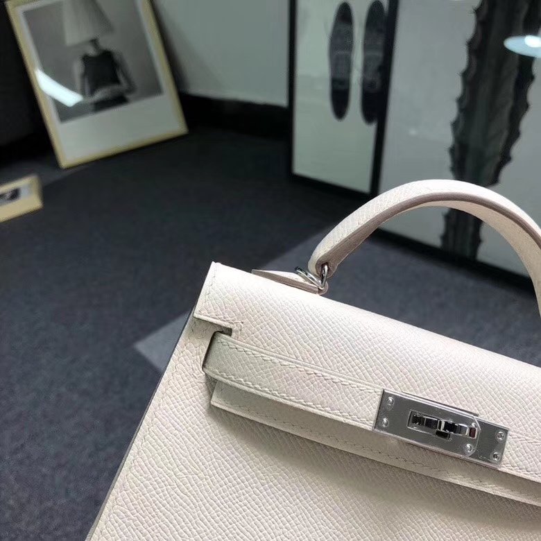 Hermes爱马仕 奶昔白 Mini Kelly 二代 银扣 现货