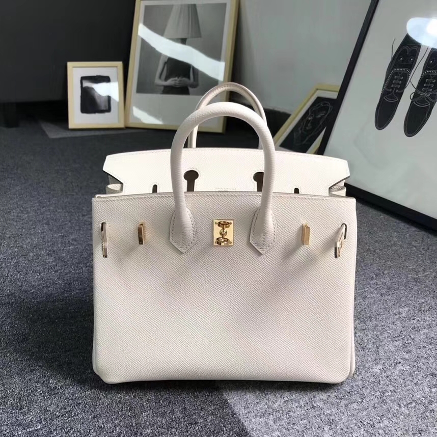 Hermès（爱马仕）奶昔白 原厂御用顶级Epsom 皮 Birkin 25 金扣