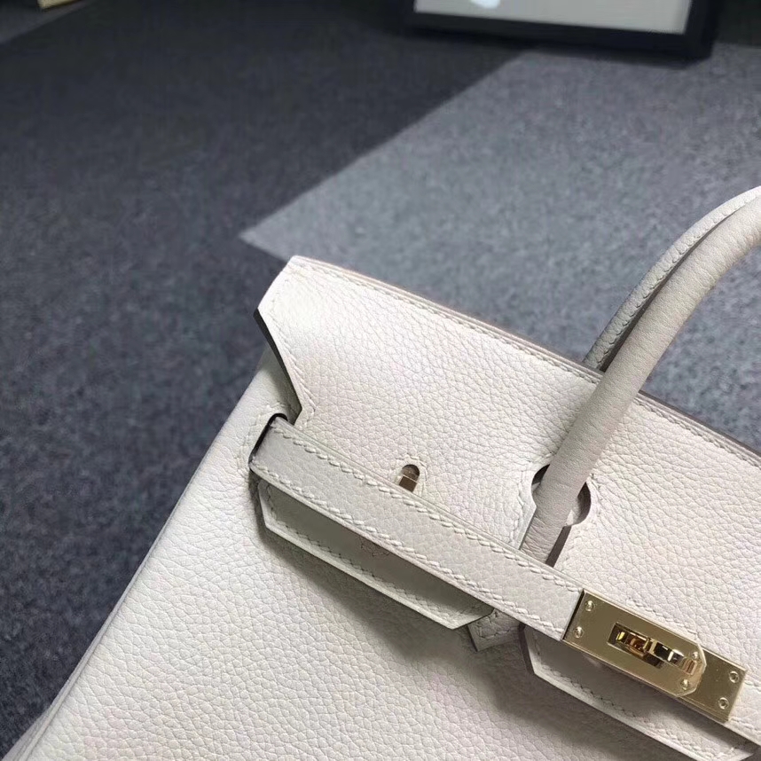 Hermes爱马仕 奶昔白 原厂御用顶级小牛皮 Birkin 25 金扣
