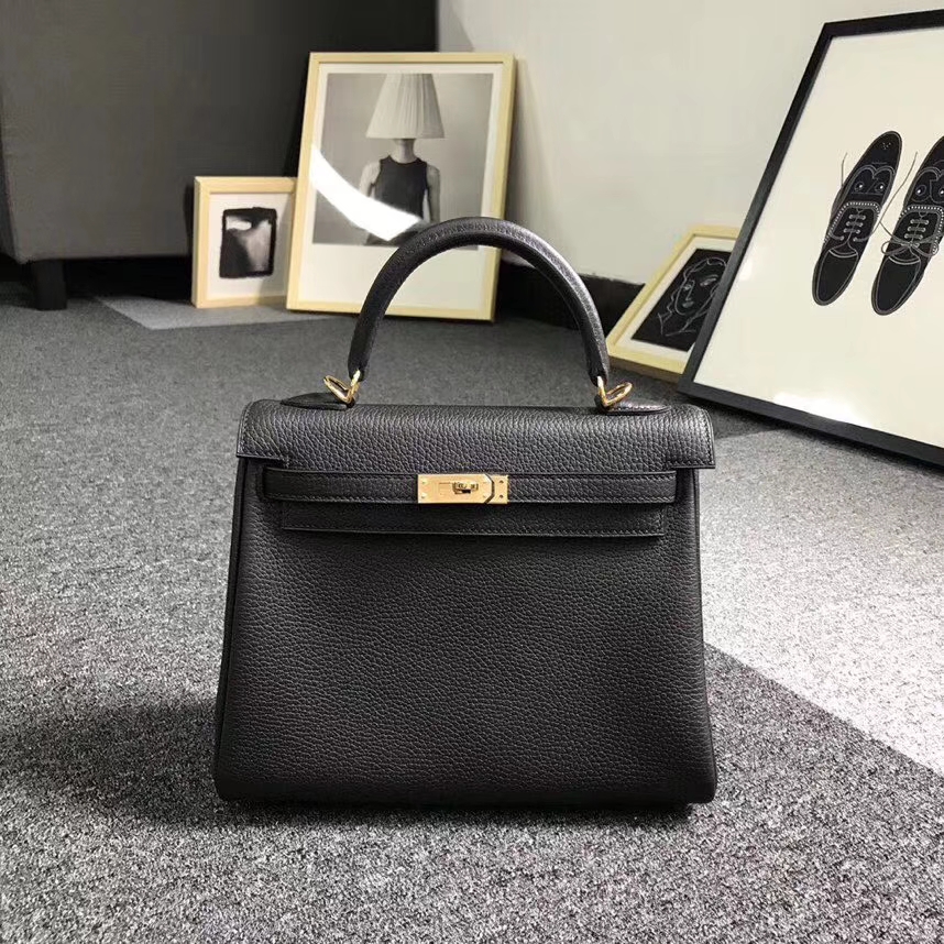 Hermès（爱马仕）CK89 黑色 原厂御用顶级小牛皮 Kelly 25 金扣 现货