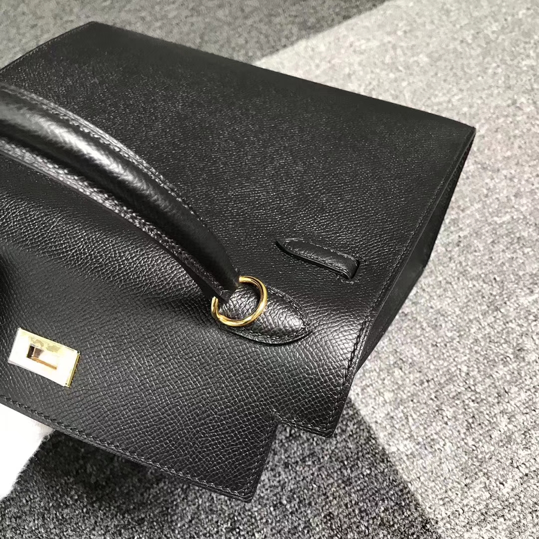 Hermès（爱马仕）CK89 黑色 原厂御用顶级Epsom 皮 Kelly 25 外缝 金扣 现货
