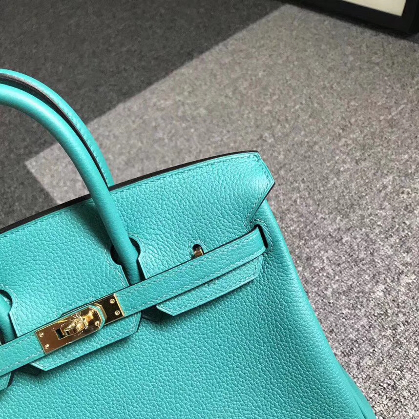 Hermès（爱马仕）7F孔雀蓝 原厂御用顶级小牛皮 Birkin 25 金扣 银扣