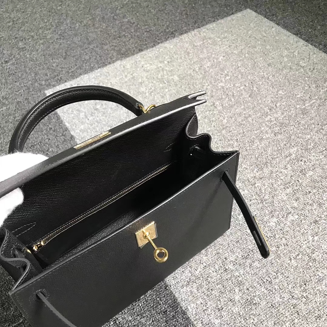 Hermès（爱马仕）CK89 黑色 原厂御用顶级Epsom 皮 Kelly 25 外缝 金扣 现货