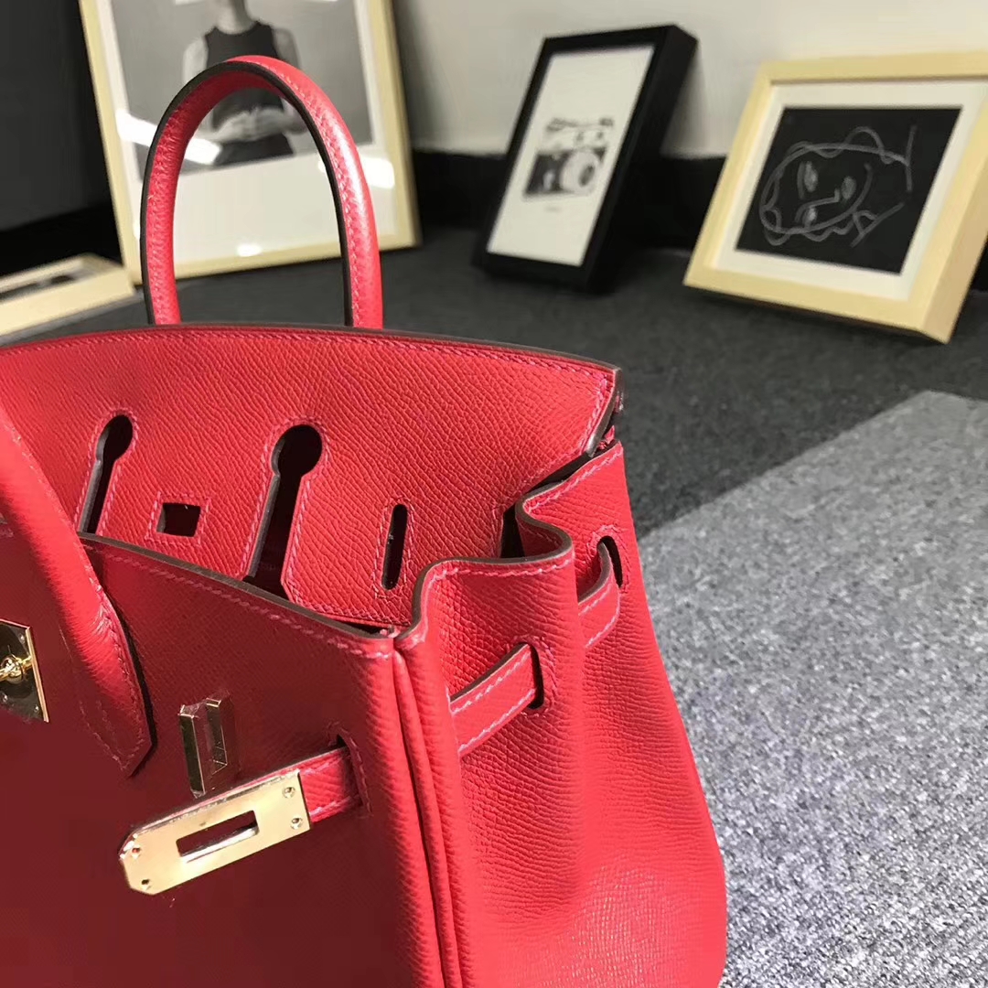 Hermès（爱马仕）Q5 中国红 糖果红 原厂御用顶级Epsom 皮 Birkin 25 金扣 现货