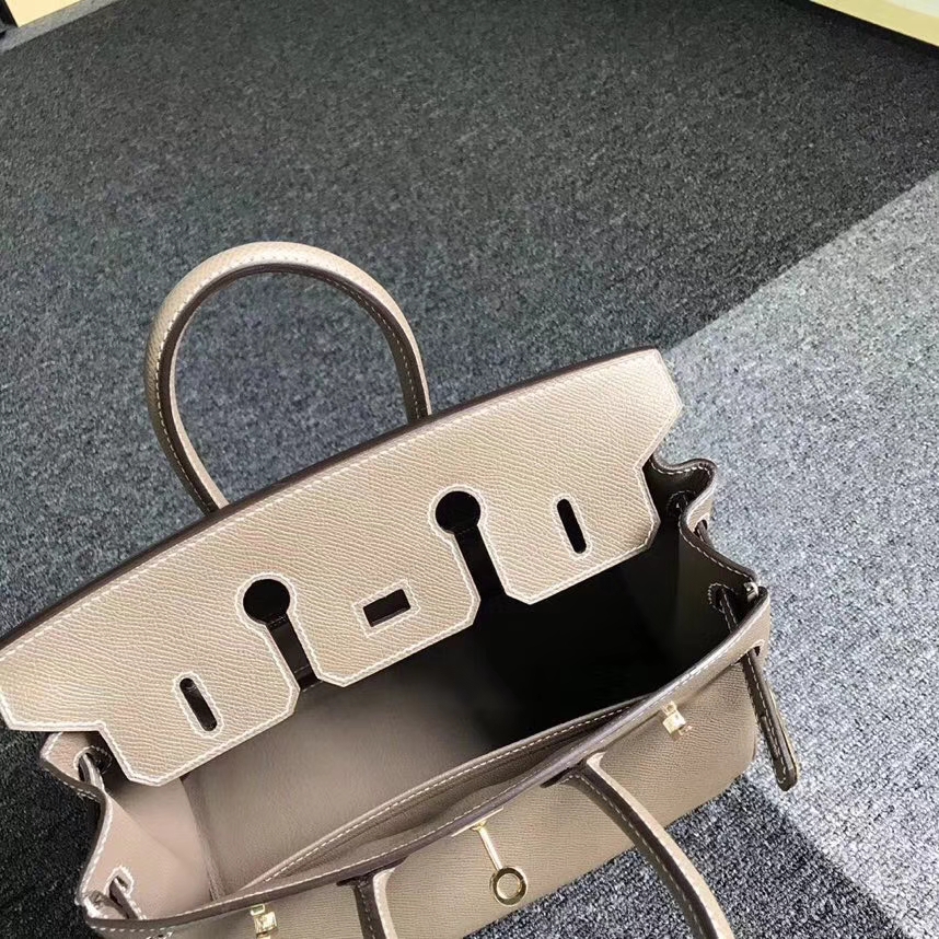 Hermès（爱马仕）大象灰 原厂御用顶级Epsom 皮 Birkin 25 金扣 现货