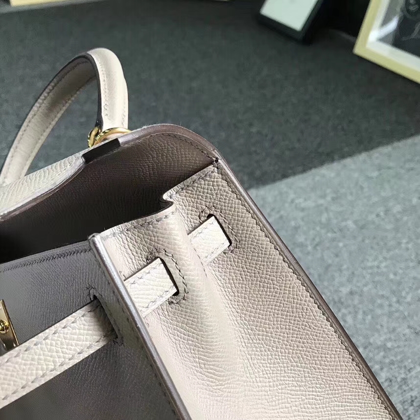 Hermès（爱马仕）M8 巴黎灰 沥青灰 原厂御用顶级Epsom 皮 Kelly 25 外缝 金扣 现货