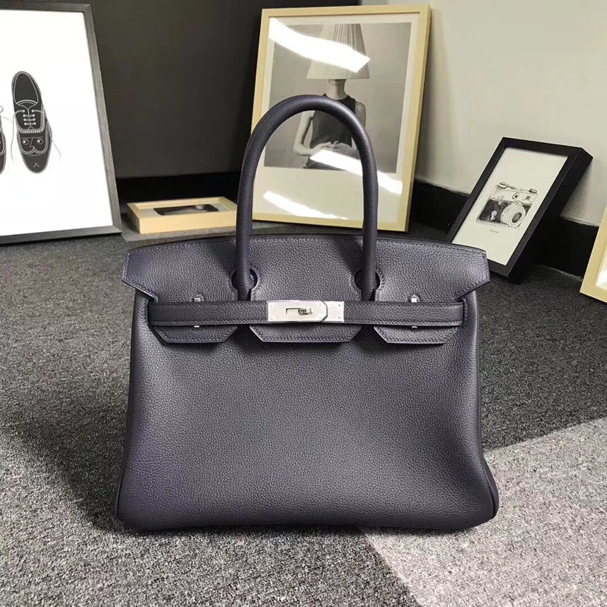Hermès（爱马仕）午夜蓝 原厂御用顶级小牛皮 Birkin 30 银扣