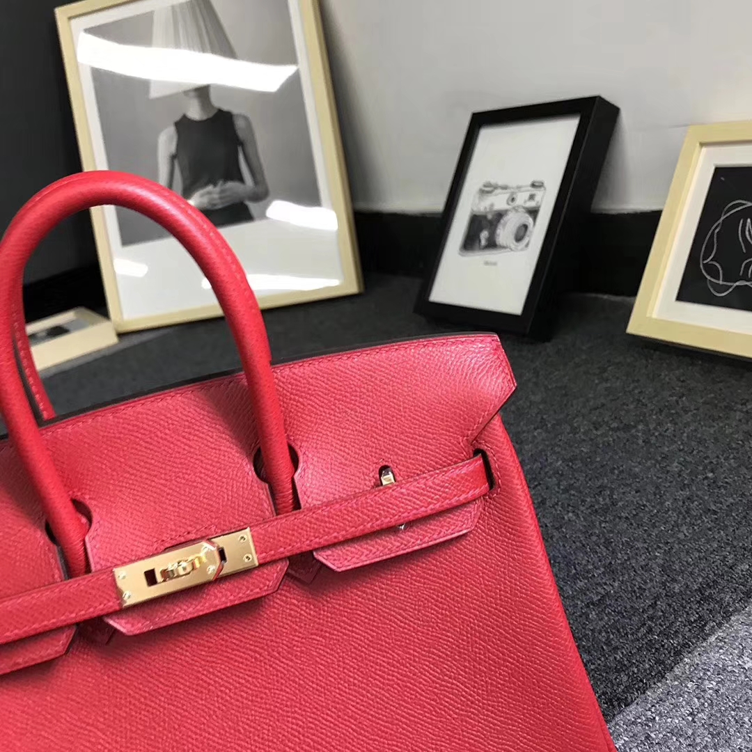 Hermès（爱马仕）Q5 中国红 糖果红 原厂御用顶级Epsom 皮 Birkin 25 金扣 现货
