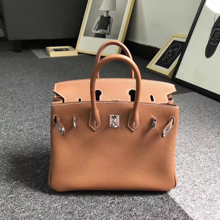 Hermès（爱马仕）金棕色 原厂御用顶级小牛皮 Birkin 25 银扣 现货