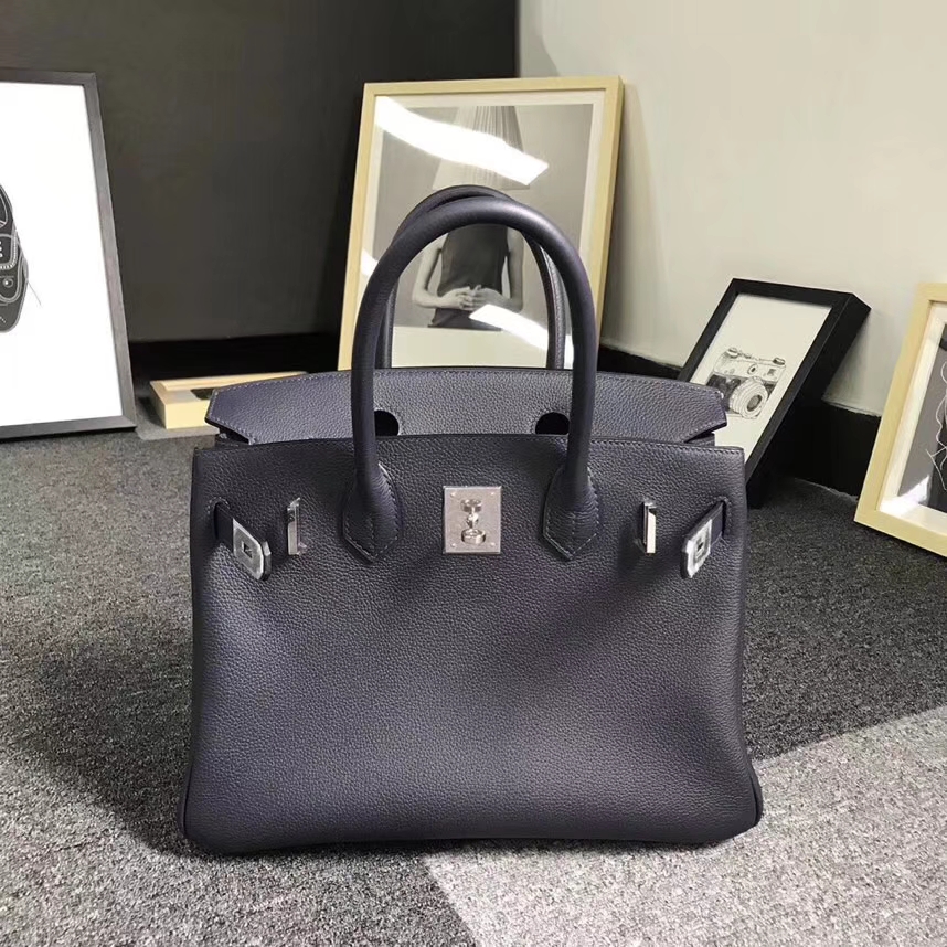 Hermès（爱马仕）午夜蓝 原厂御用顶级小牛皮 Birkin 30 银扣