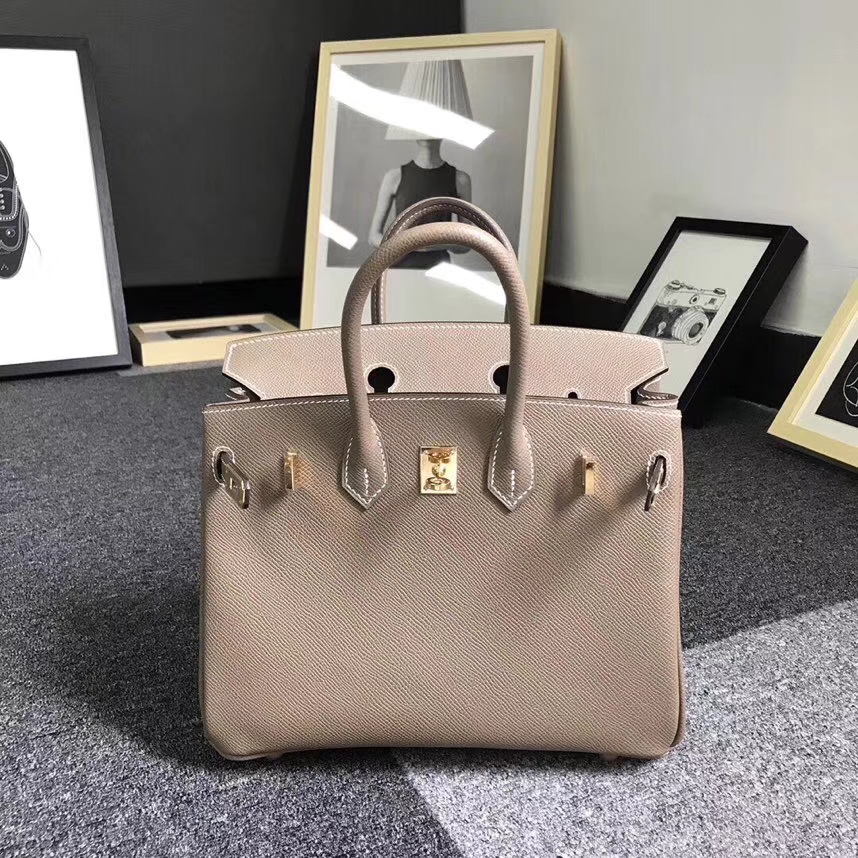 Hermès（爱马仕）大象灰 原厂御用顶级Epsom 皮 Birkin 25 金扣 现货