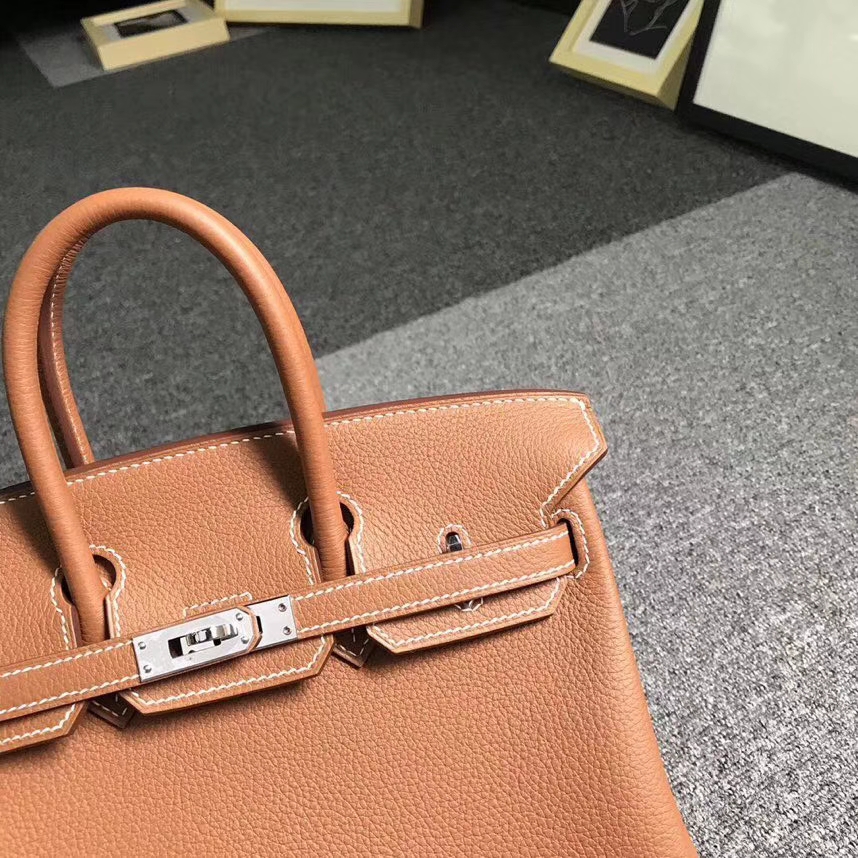 Hermès（爱马仕）金棕色 原厂御用顶级小牛皮 Birkin 25 银扣 现货