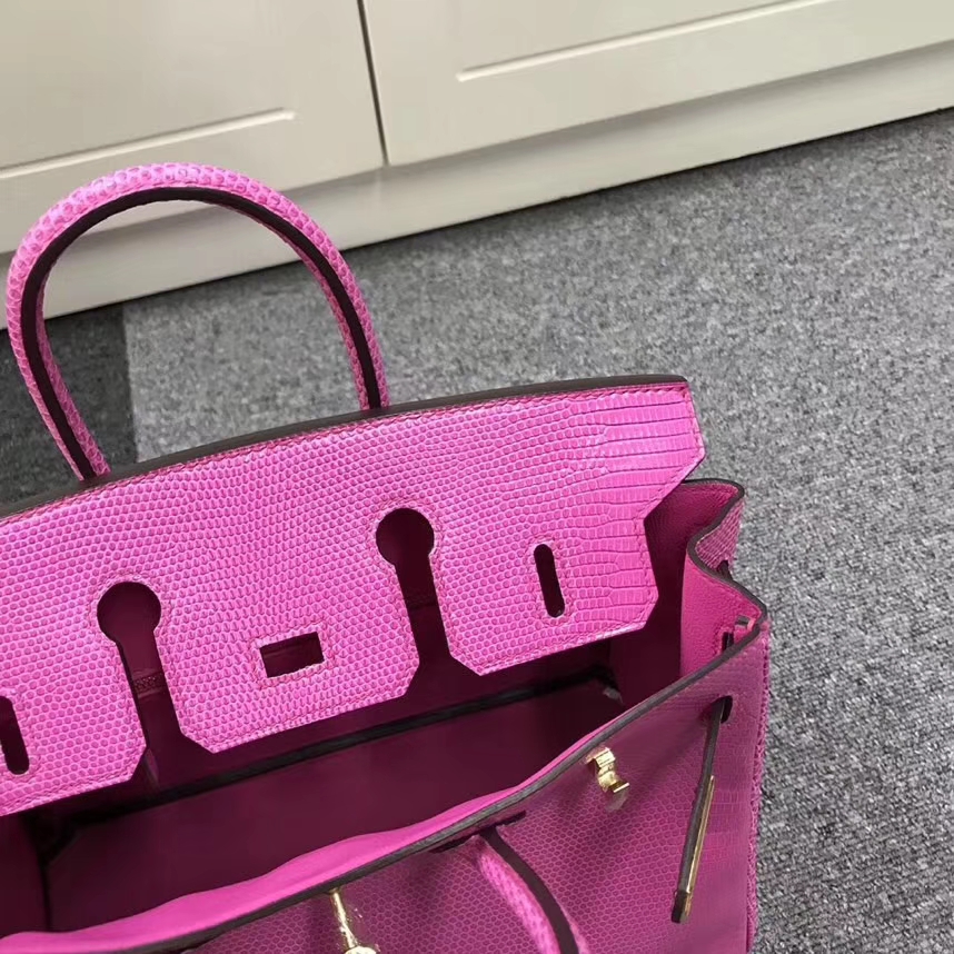 Hermès（爱马仕）玫瑰紫色 蜥蜴皮 Birkin 25 金扣