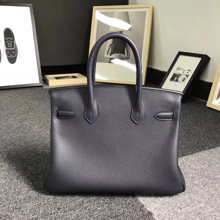 Hermès（爱马仕）午夜蓝 原厂御用顶级小牛皮 Birkin 30 银扣