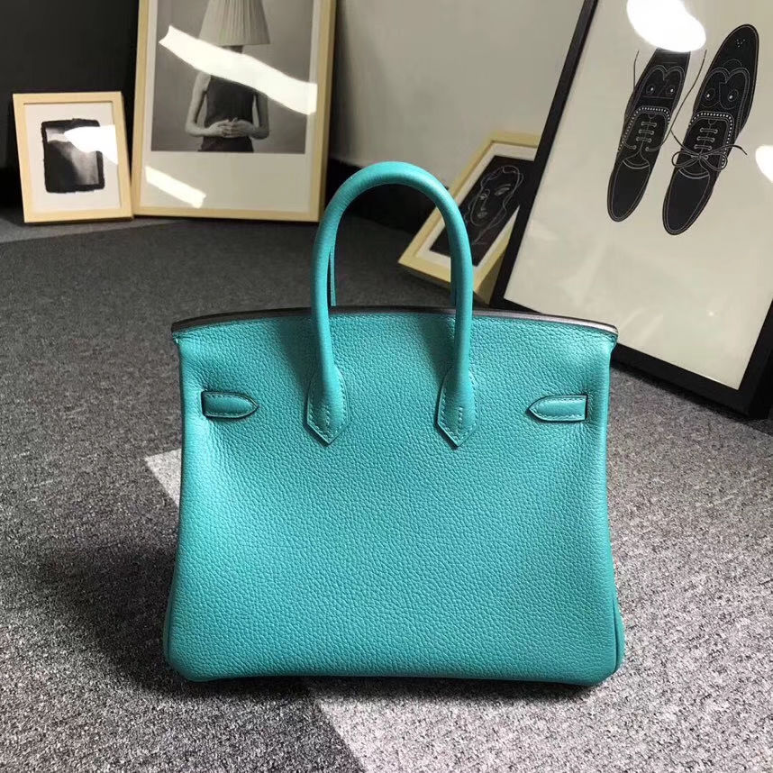 Hermès（爱马仕）7F孔雀蓝 原厂御用顶级小牛皮 Birkin 25 金扣 银扣