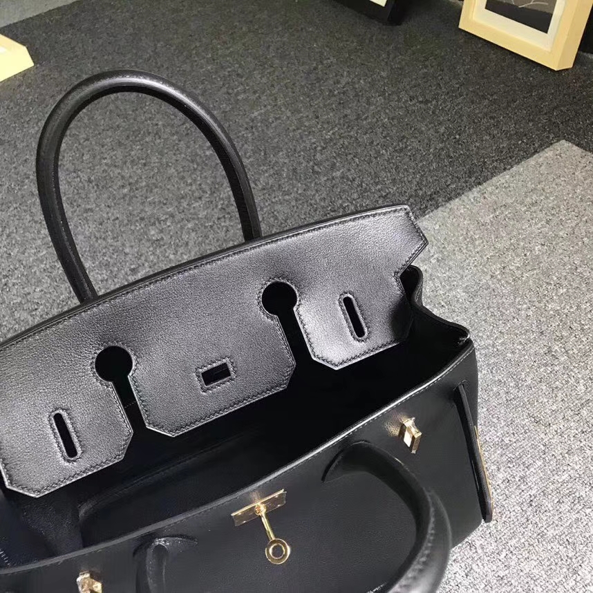 Hermès（爱马仕）黑色 原厂御用顶级Swift 皮 Birkin 30 金扣