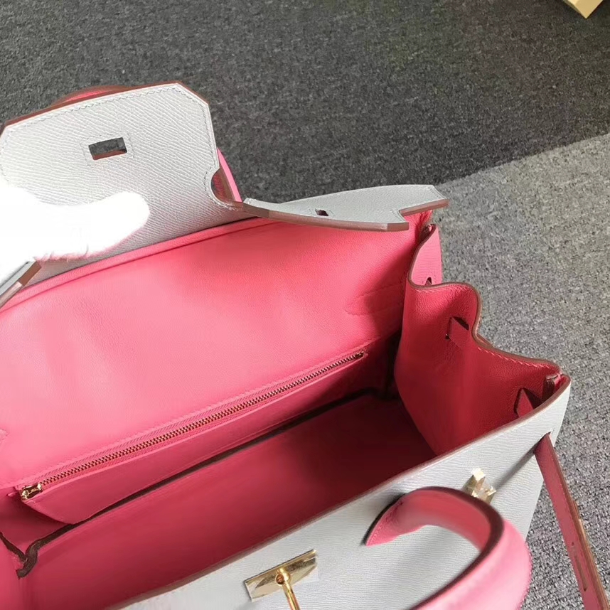 Hermès（爱马仕） 4Z海鸥灰拼8W新唇膏粉 原厂御用顶级Epsom 皮 Birkin 30 金扣